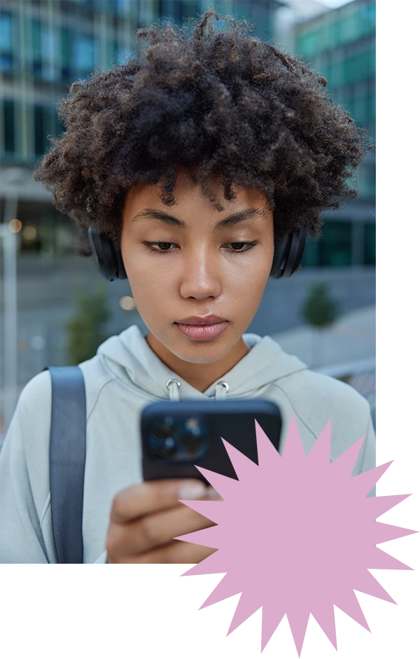 Student using the mobile-first platform